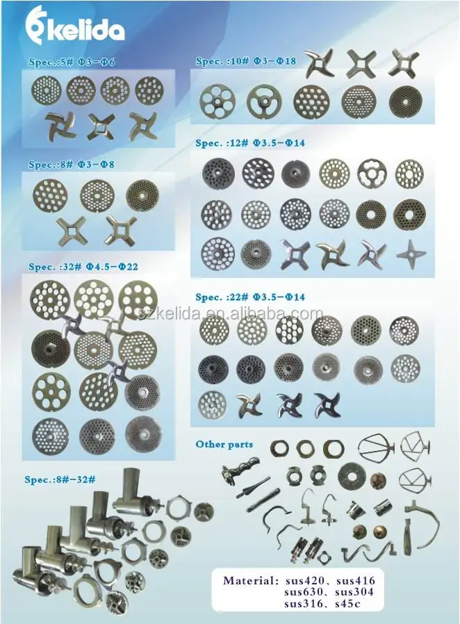 32A-4,5 mmwith 3 pass нержавеющая сталь мясорубка машина с мотором на запасные части для резки лезвия ножа и тарелки