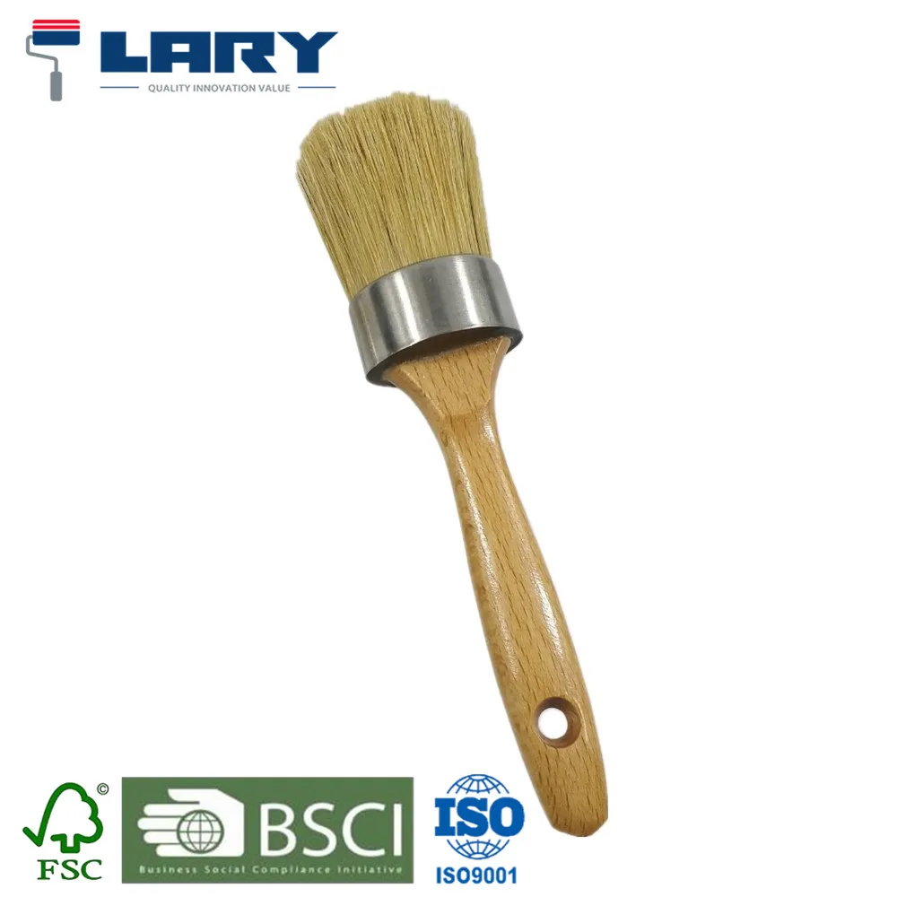 
Lary High Quality Wooden Handle Round Wax Chalk Paint Brush 