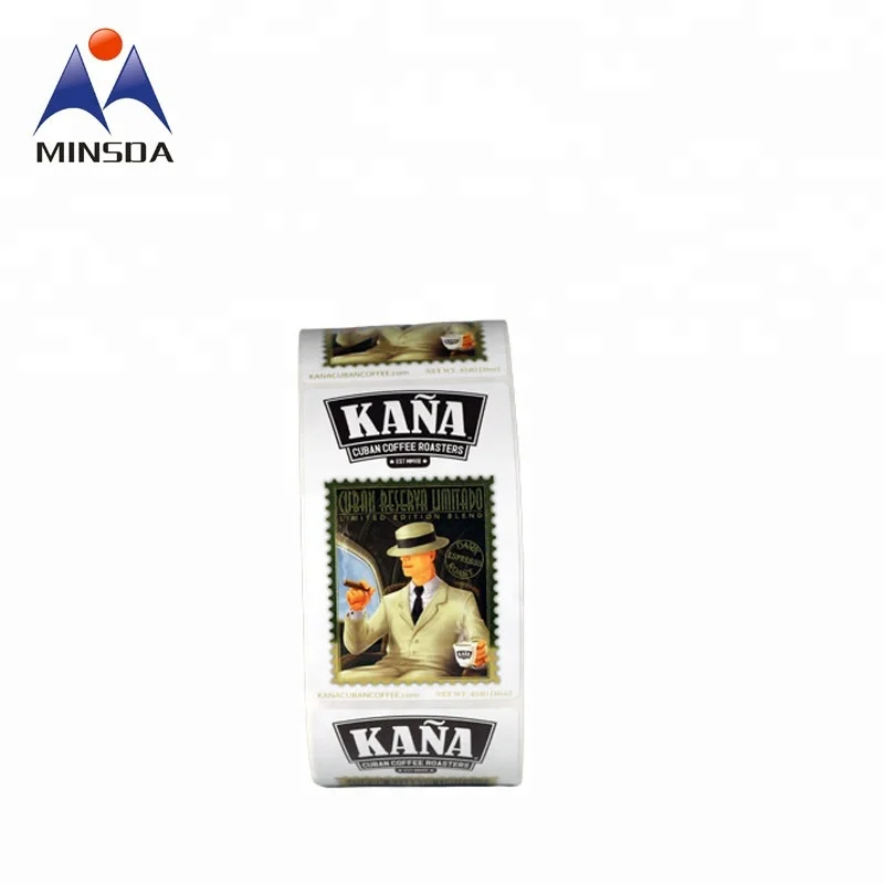 Minsda Custom Adhesive Black Food Labels For Coffee Bags Printed Coffee bag sticker