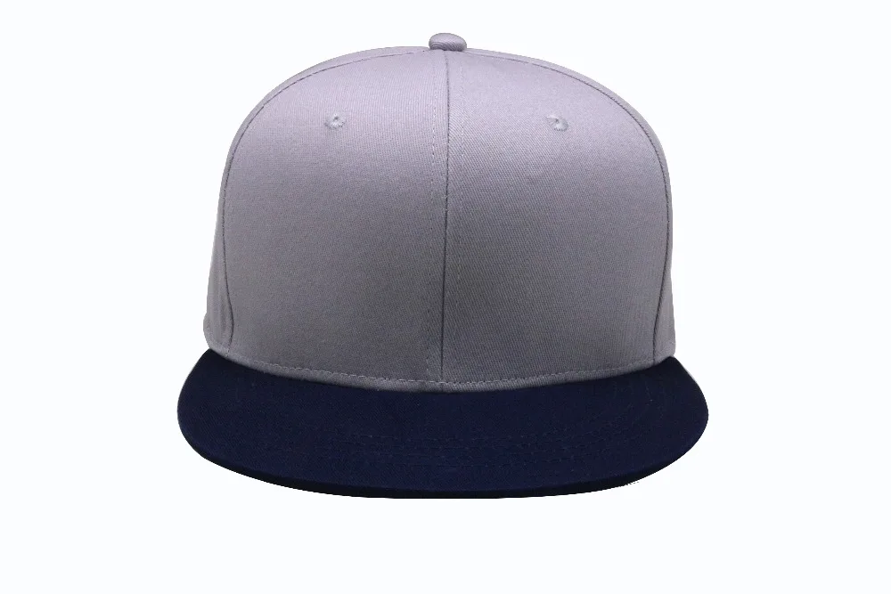 
Factory Custom High Quality Black Grey Plain Caps Hats Snapback 