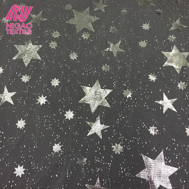 
Wholesale hexagram pattern tulle fabric glitter mesh fabric for girl dress 