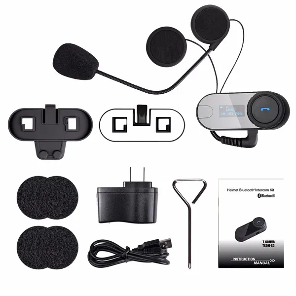 2pcs * FreedConn T-COMSC Bluetooth Motorcycle Helmet Intercom Interphone Headset LCD Screen + FM Radio
