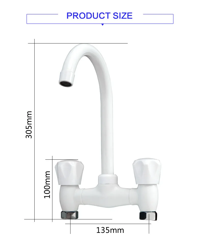 
wall mounted double handle cold and hot water mix plastic faucet 