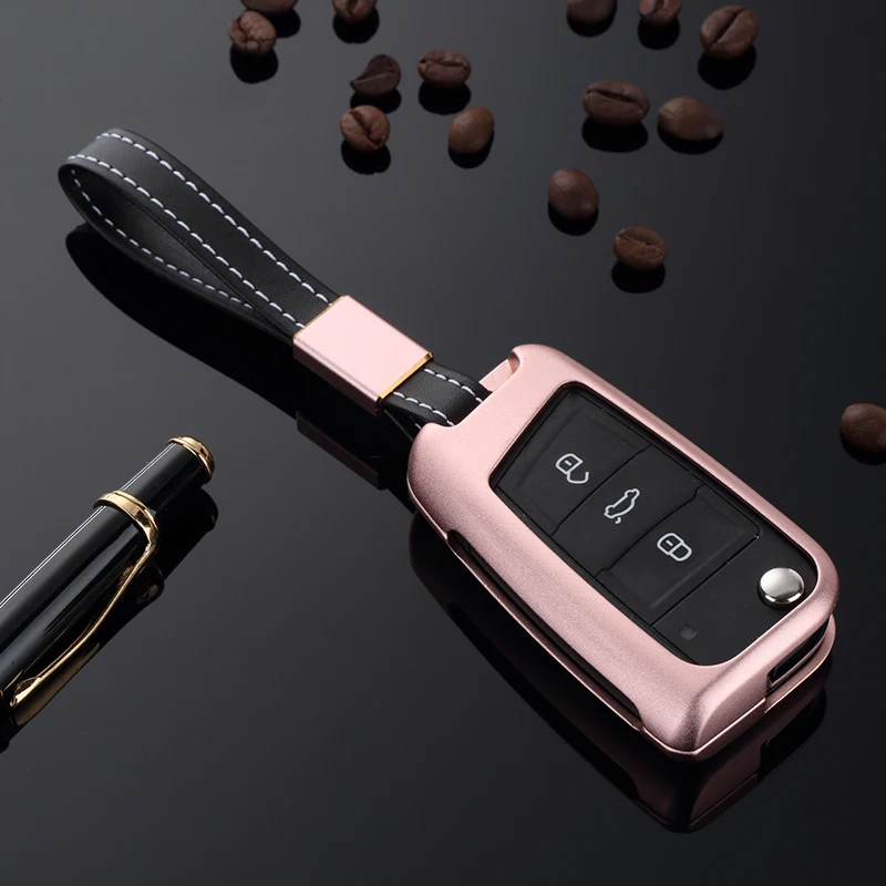Black Metal Alloy Case Cover Key Fob for Octavia A7 Golf 7/GTI 7/Golf R R20/MK7 MKVII with 7 colours