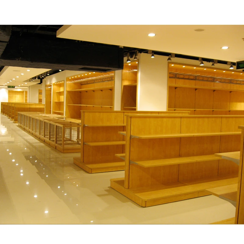 Customized Metal Wooden Kisok Supermarket Rack Shelves Store Display Cases For Sale