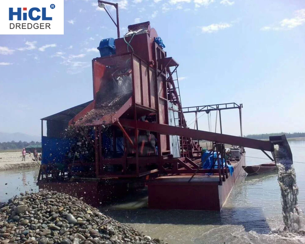 100m3/h bucket chain river sand/gold/diamond dredging/digging/excavating/panning/mining dredger/machine/equipment/boat