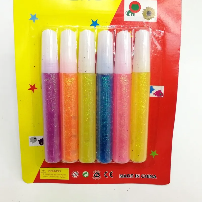 
hot selling non-toxic colorful glitter glue pen for school children painting use 