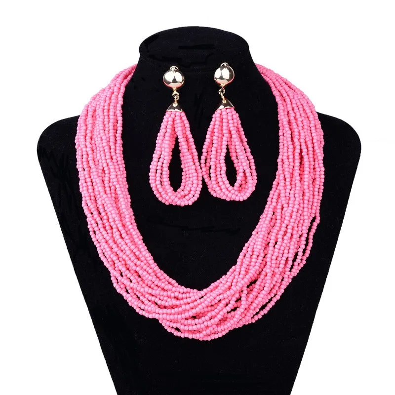 New fashion handmade multi-strand seed beads necklace set