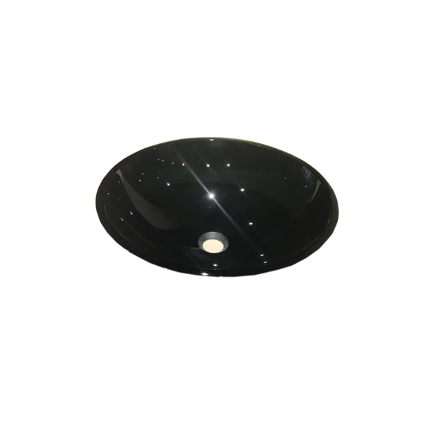 Elegant Round Modern Yellow Bathroom Vessel Tempered Glass Sink