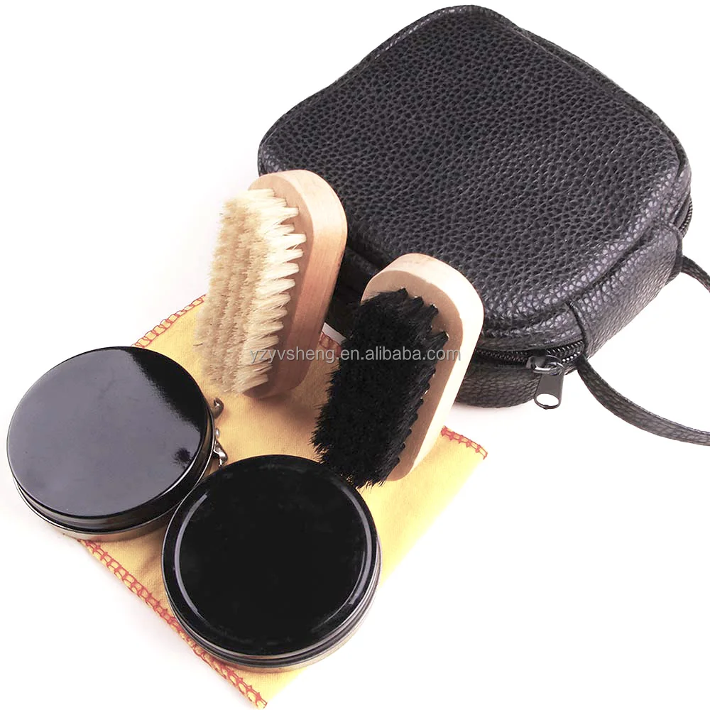 
6 Pcs Deluxe Shine Military Shoe Care Kit Black Leather Dress Boot Polish 