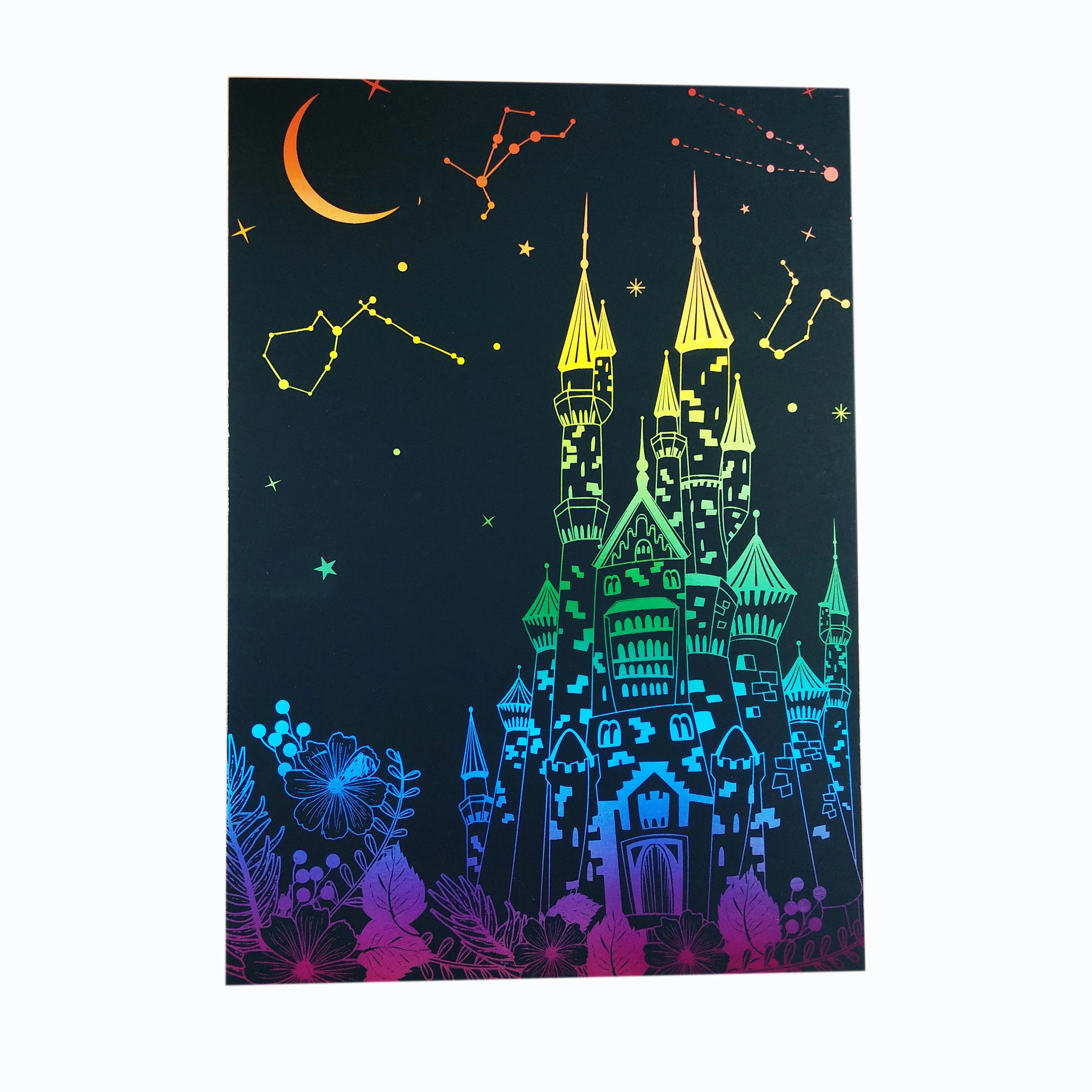 Colorful custom scratch card paper kids DIY rainbow scratch paper with pen for promotional gift