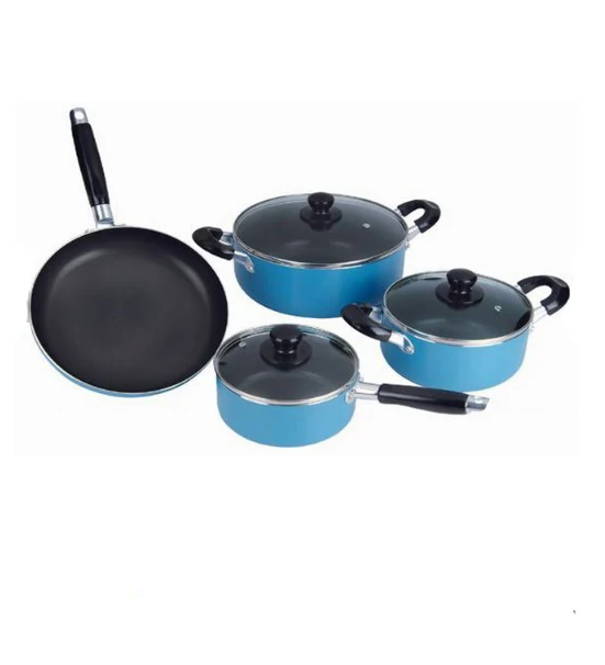 
8pcs cookware set/aluminum cooking pot with non stick and glass lid 