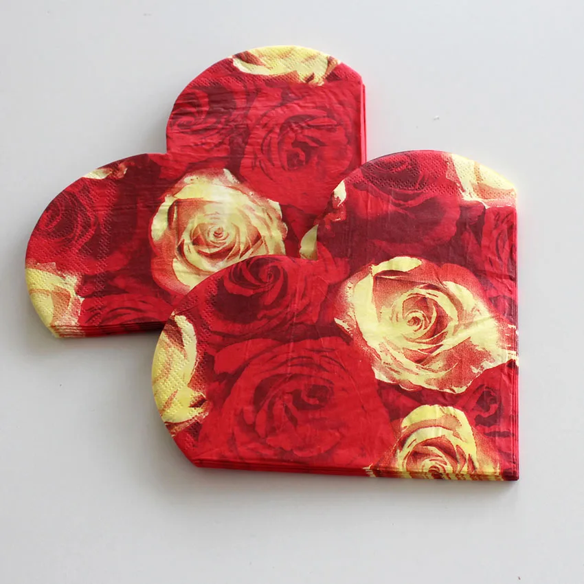 20 count Heart shape decoupage paper napkin for sale