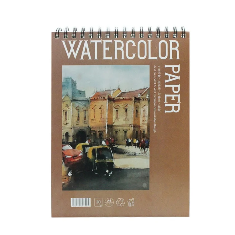 Лидер продаж на Amazon, 300 г/кв. М бумага для акварели, Размер A4, тонкая и грубая текстура, 20 листов с Oem-обложкой