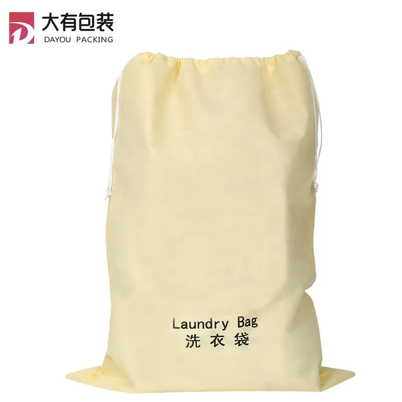 Custom Wholesale Disposable Reusable Promotional Non Woven mesh Hotel Drawstring Laundry Bag  Logo