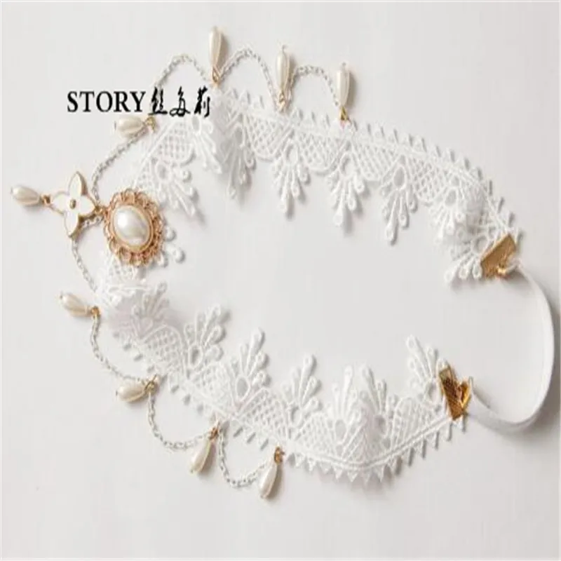 wedding bride lace flower pearl beaded forehead crown tiara headband