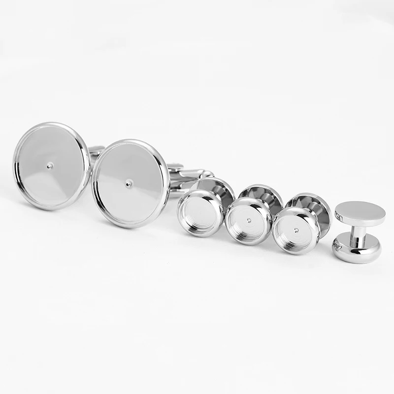 Wholesale round stud and cufflinks blank diy for tuxedo