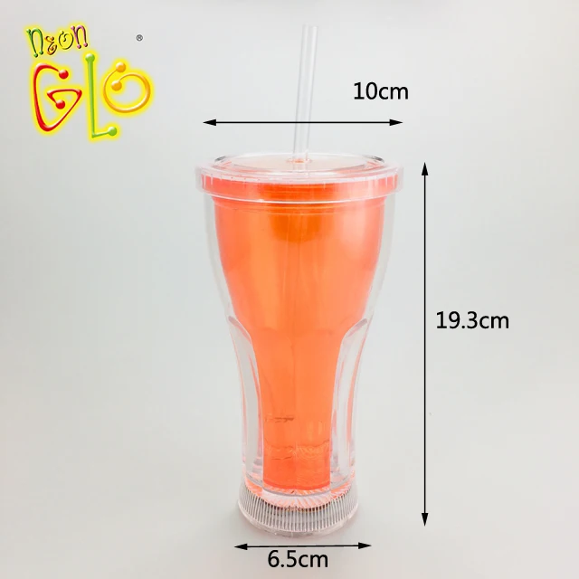 Light Up Double Wall Glass Cup Plastic LED Double Wall Tumbler