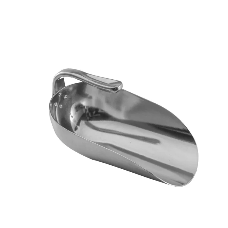 Amazon bar accessories Ice Cube Scoop metal ice bucket shovel stainless steel perforated Scoop with Contoured Handle