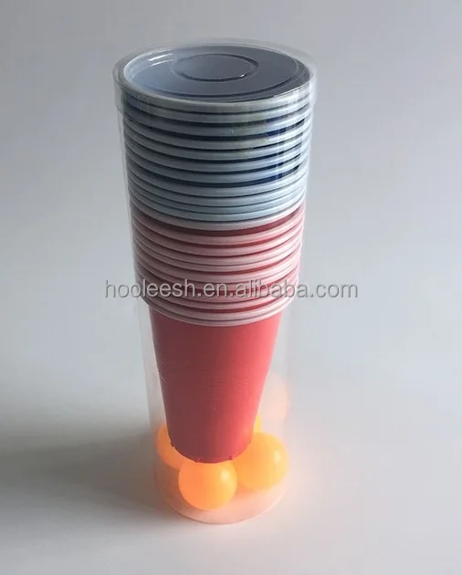 16OZ PVC Box Package Beer Pong Drinking Game with Beer Cup and Balls Set Disposable