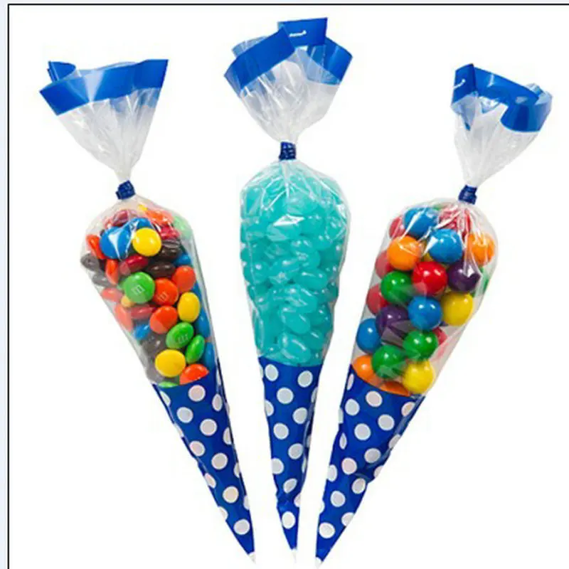 transparent  Triangle shaped Treat  Gift  Snacks Cookies Cellophane  Popcorn Cone Bags