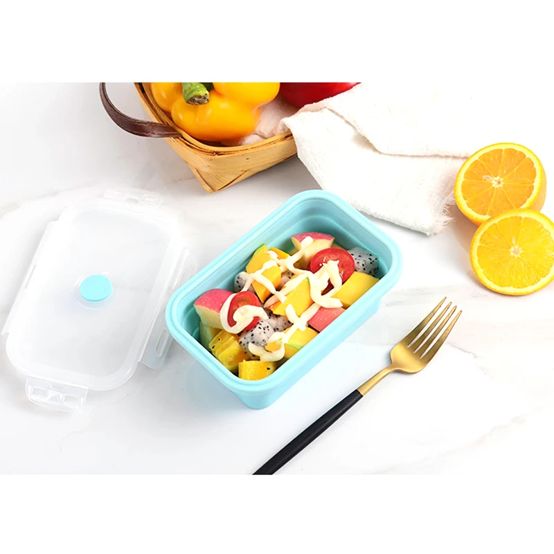 Set Of 4 China Supplier Wholesale Bpa Free Silicone Safe Camping Foldable Storage Lunch Box