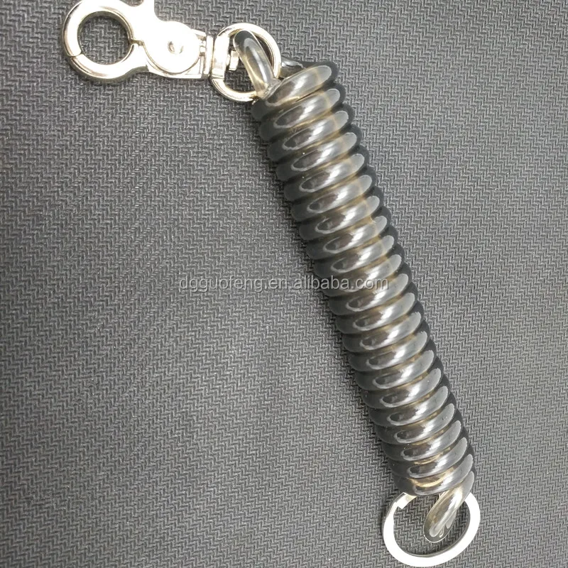 Drop Protecting Coil Lanyard / Plastic Coiled Spring tool safety lanyard / Fishing Rod Spiral Coil lanyard With Stainless Hooks