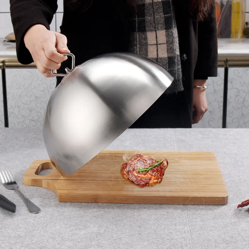 
Stainless Steel Serving Dish Food Cover Round Food Covers Meal Steak Food Spherical Covers 
