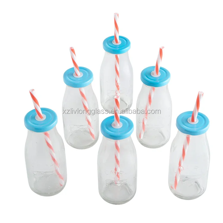 1 Liter Clear Screw Top Glass Beverage Bottle for Juice and Milk