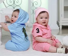 Retail 2015 Baby Polo Romper baby One Piece romper with hat Hooded short sleeve boy girl