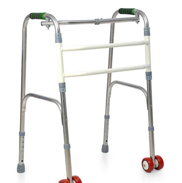 Hospital Equipment Old People Lightweight Standing Frame Aluminum Folding Walking Aid / Walker Frame For Disabled