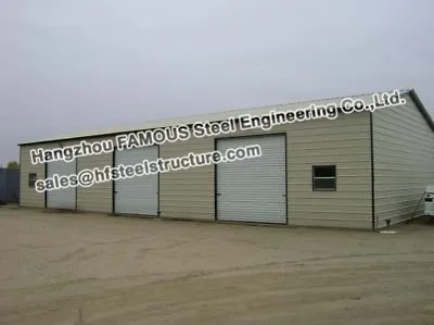 Insulated steel structure garage with sandwich panel cladding