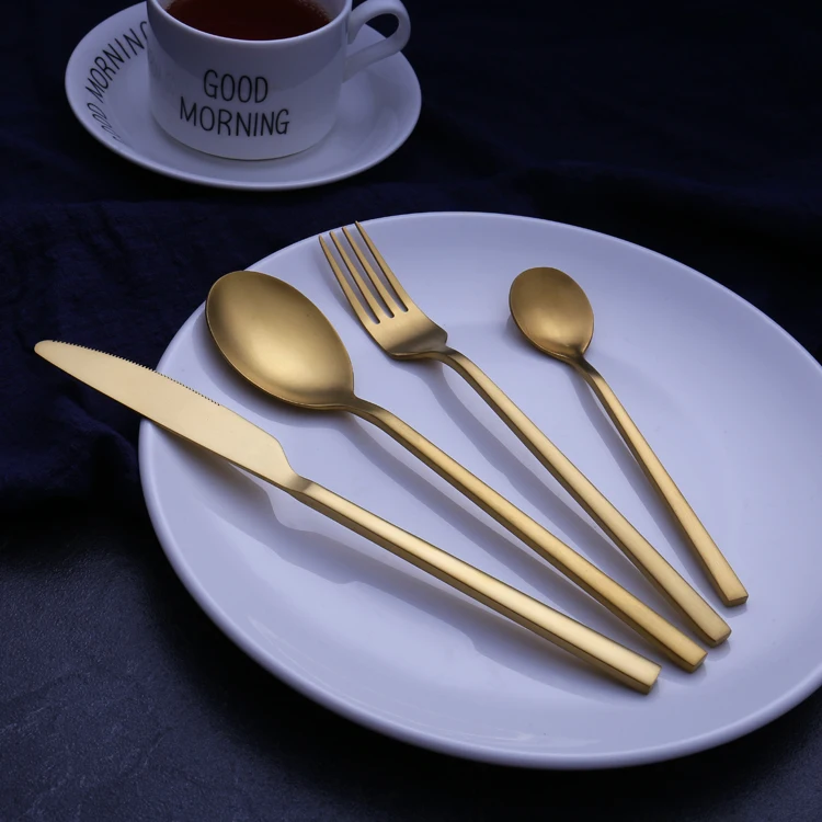 Champagne China Bulk Hot Sale Plated Stainless Steel Wedding Cutlery Flatware Gold Restaurant