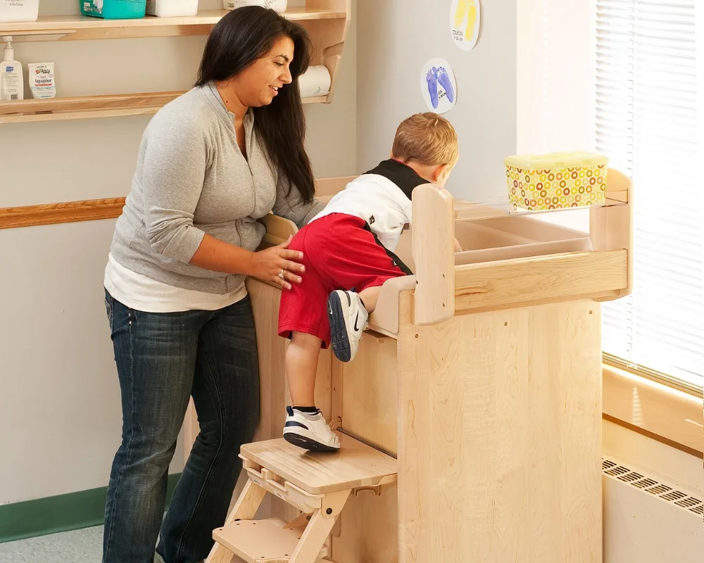 
Montessori material adult baby furniture wooden folding baby changing table with bath 