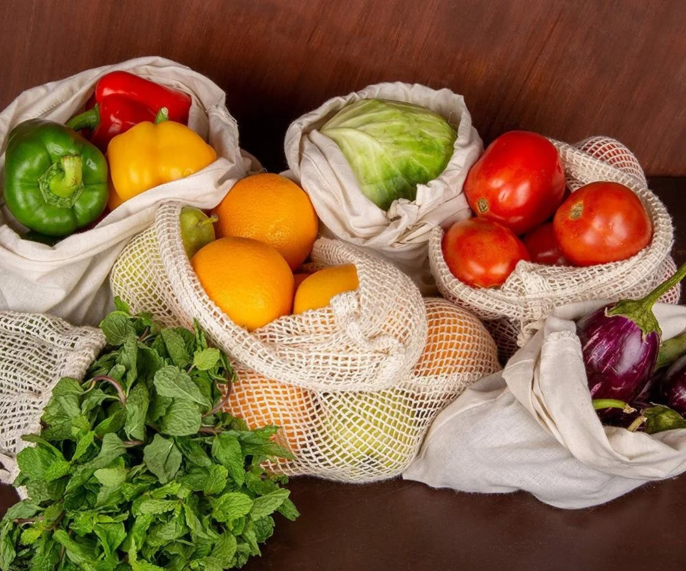 
Swaddle Sheet Produce Organic Cotton Bags - cotton Swaddle Sheet for Greens - Swag Bag - Cotton Muslin and Mesh Produce Bags 