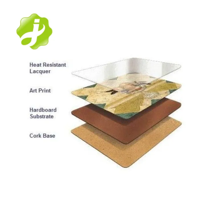 Promotion heat-resistant cork backed placemats and coasters