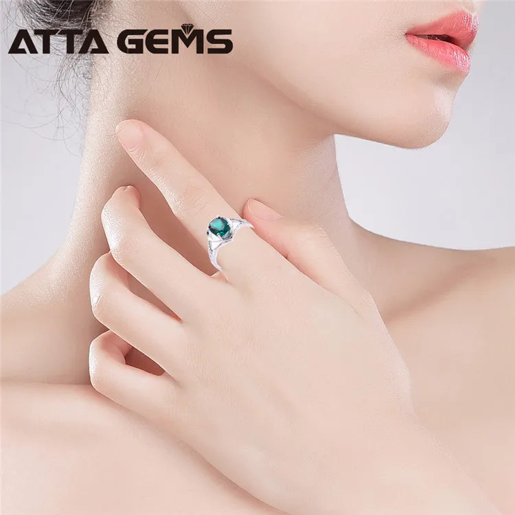 Synthetic Russian Heart Shape Oval Cut Emerald Nano 925 Silver Plated Platinum Ring for Valentines Gift