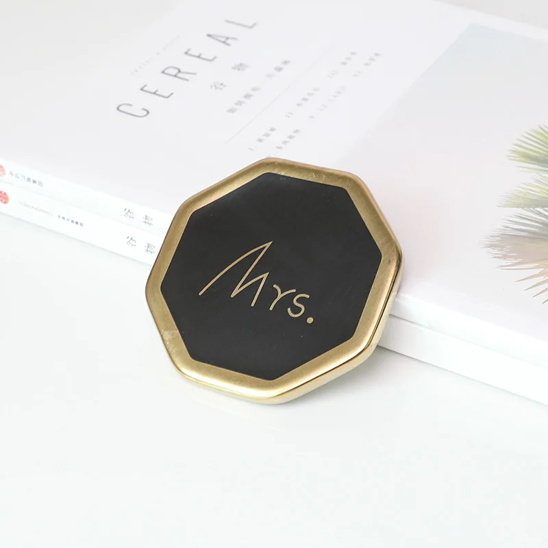 Nordic style ceramic gold-rimmed black couple mug insulation pad coaster mat