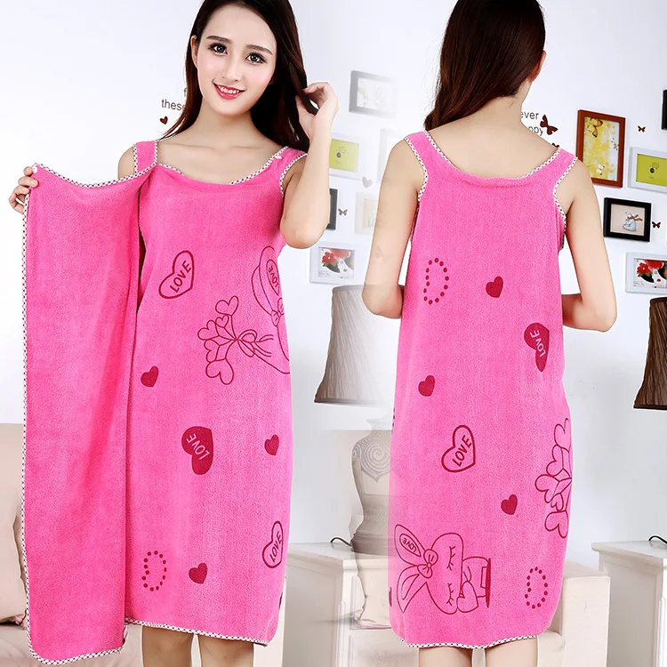 wholesale polyester cartoon printed can wear bath towel 80 * 135cm long dress