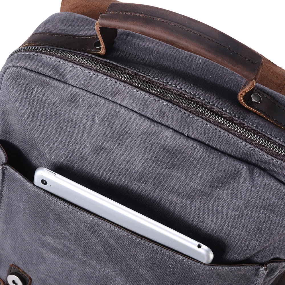 Waxed cotton canvas  bags OEM China Factory Leather backpack Canvas Sport Backpack