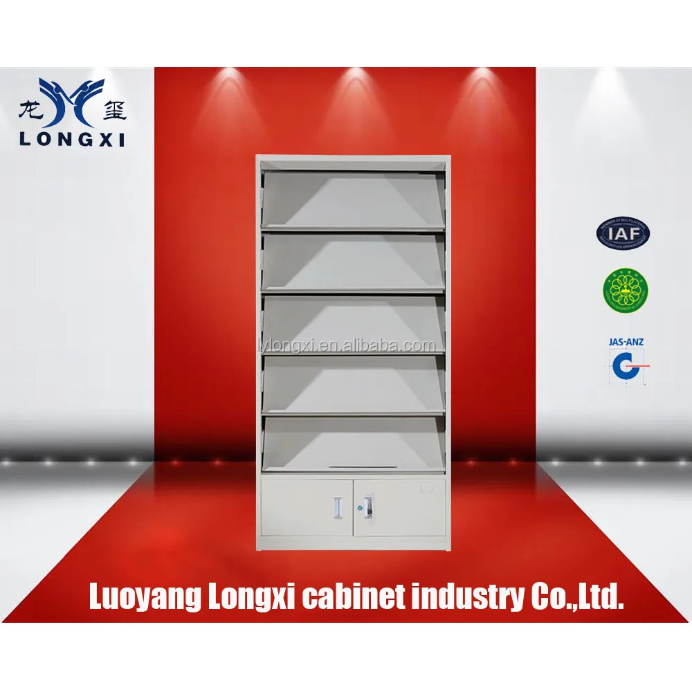 High quality Steel Library magazine rack /magazine books display shelf/School library furniture