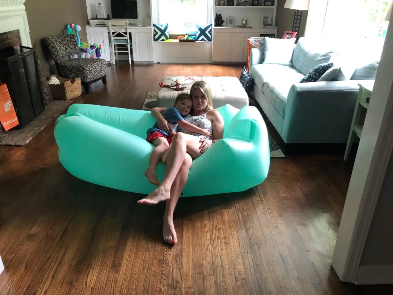 Outdoor Inflatable Lounger Air Sofa Lounge with Pillow Headrest 