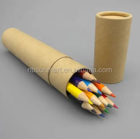 Promotional customized color pencil set with kraft paper package