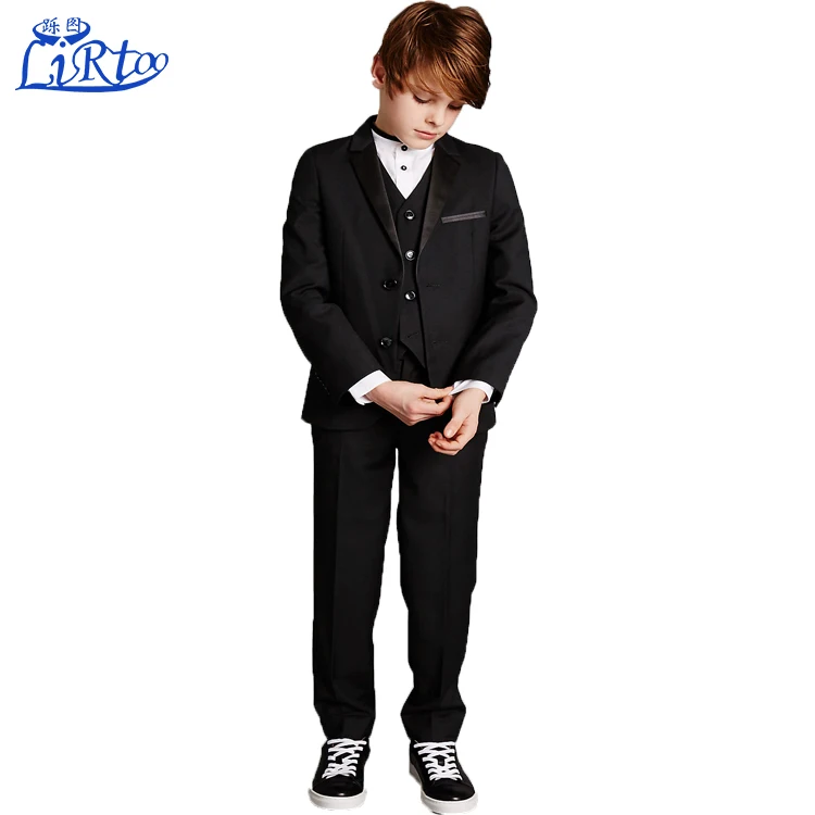 Top sale black groom wedding boys three pieces men pant dress cost suit design for boys