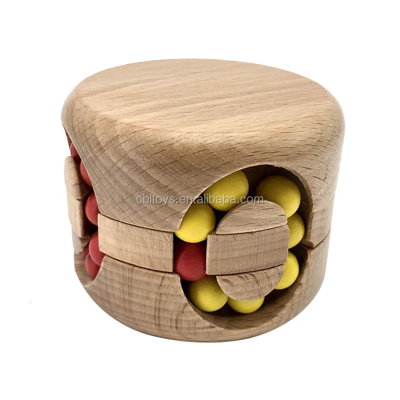 wholesale best price 3D brain teaser funny cube iq toy wooden puzzle with beads CBL4007