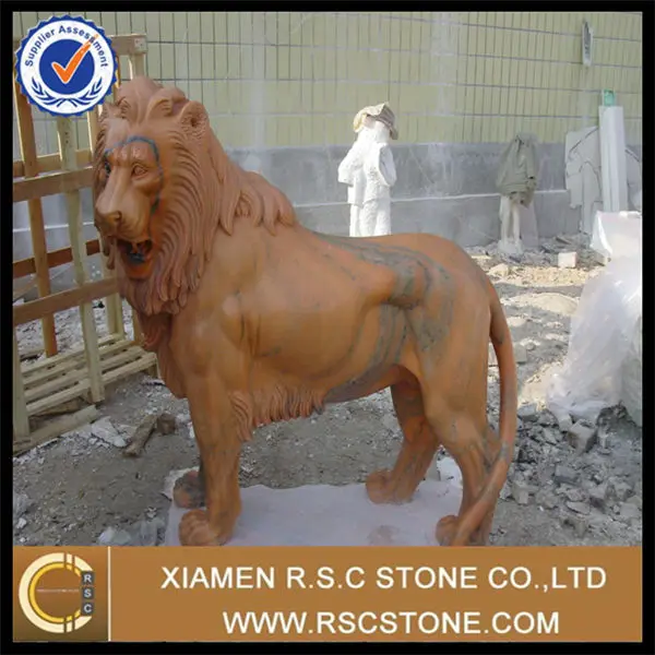 Hand Carved Garden Decorative Polishing Colored Famous animal statue, lion marble statue 12