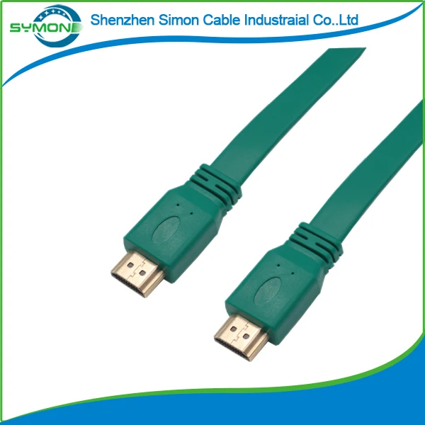 
Blue color HDTV Flat Cable HDTV 1.4 Version Ultra High Speed 18Gbps 1080p 3D Gold Plated Connectors - Ethernet & Audio Cable 