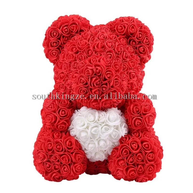 
exquisite home celebration decoration red rose bear gift box rose flower teddy bear for valentine artificial flower rose bear 