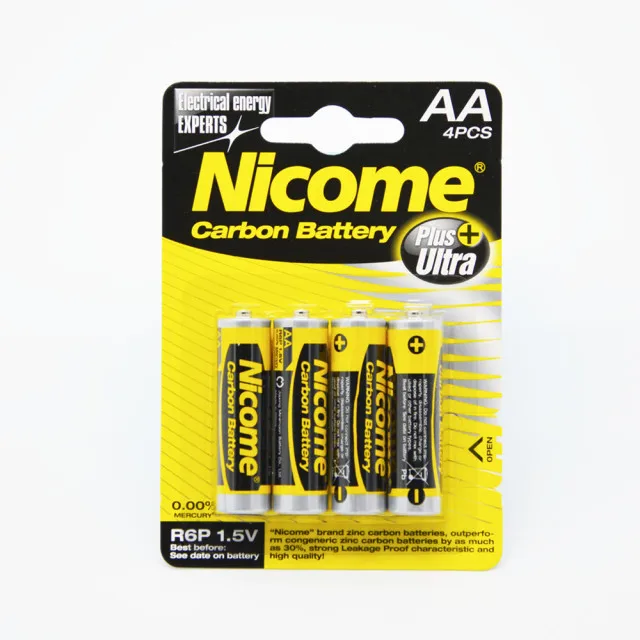 R6P, AA size , Super power carbon batteries ,1.5v primary dry battery