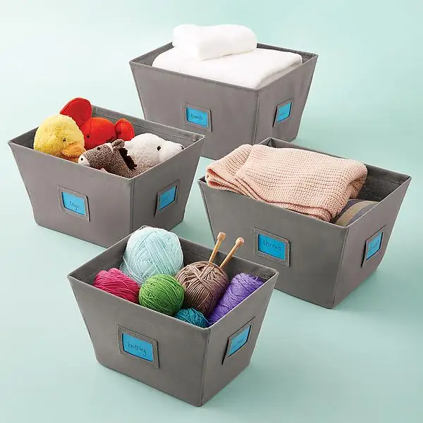 Grey Open Canvas Storage Bins